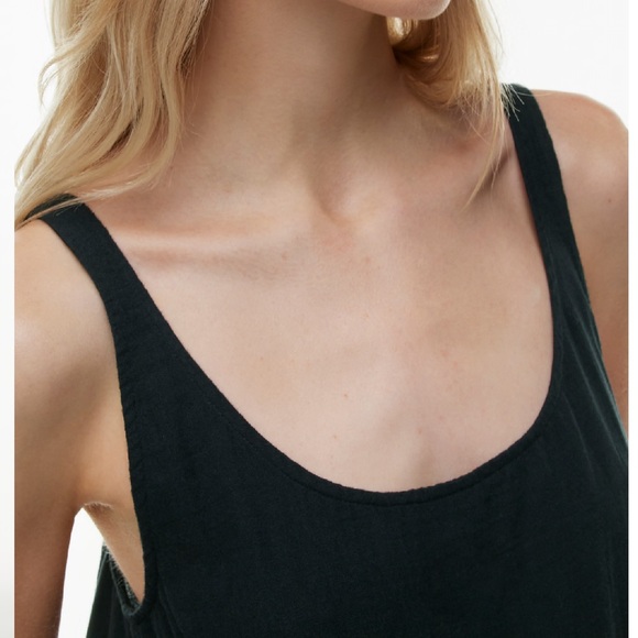 Aritzia Wilfred Free Firefly Black Gauzy Midi Dress Size Medium - Picture 5 of 16